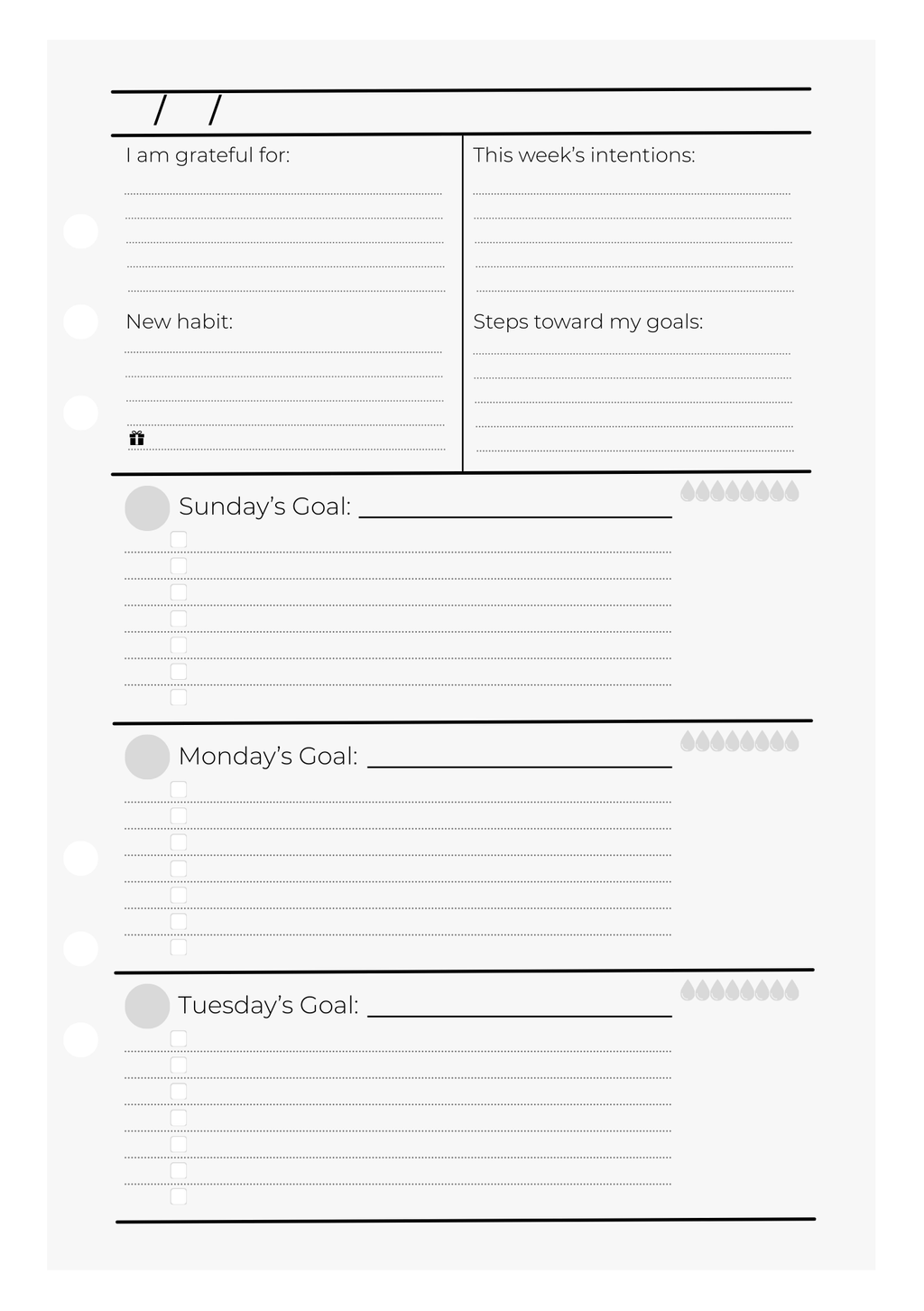 Undated Weekly Pages