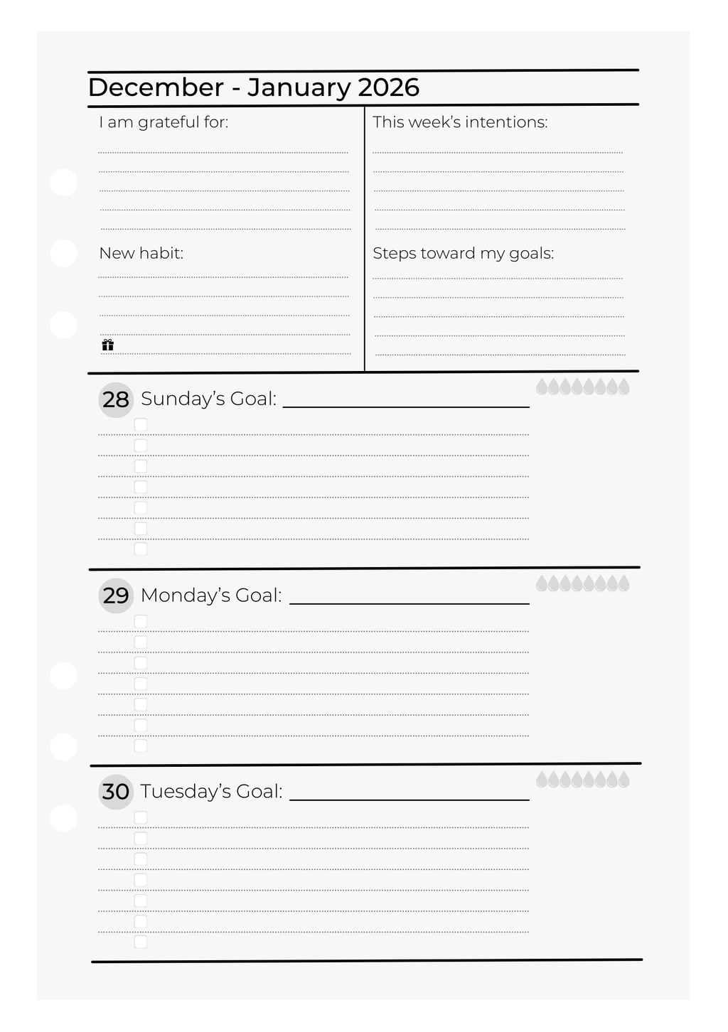 2026 Dated Weekly Pages