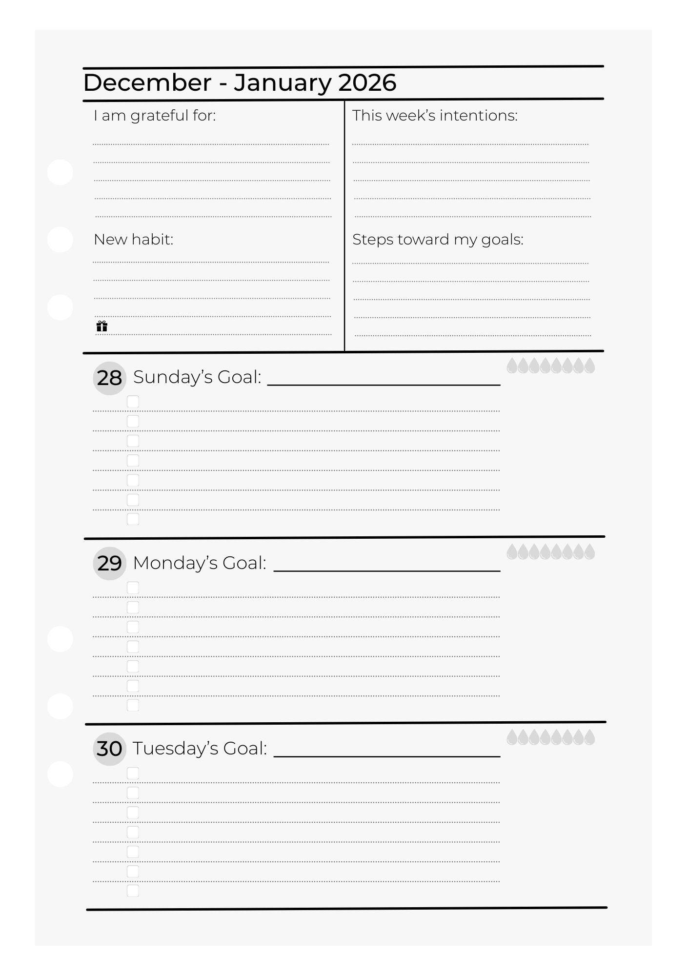 2026 Dated Weekly Pages