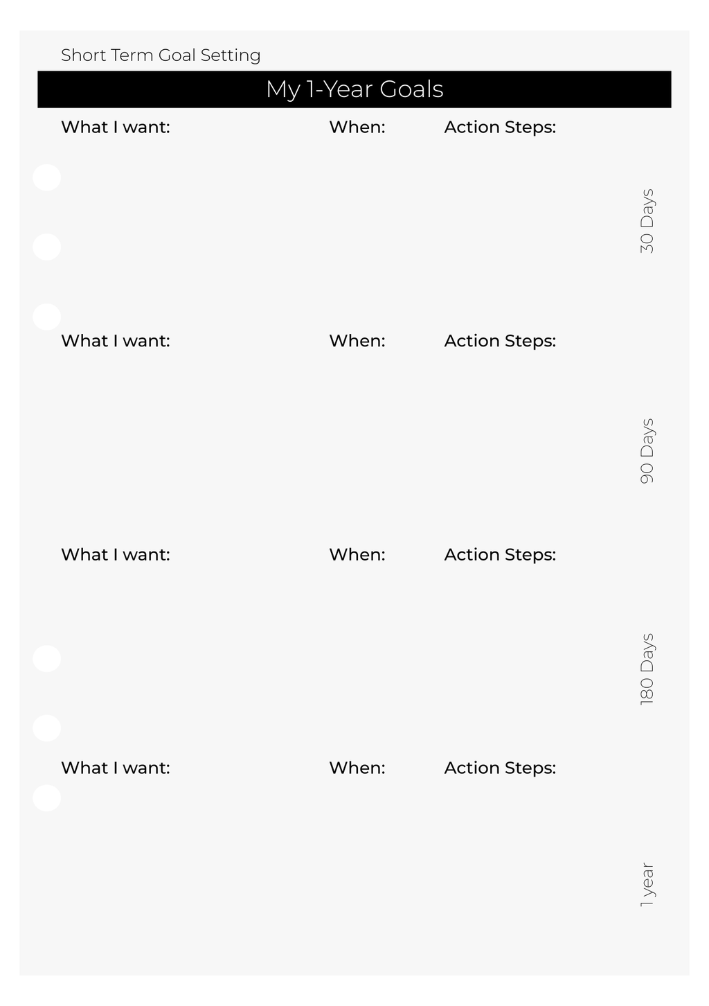 Short term/Long Term Goals