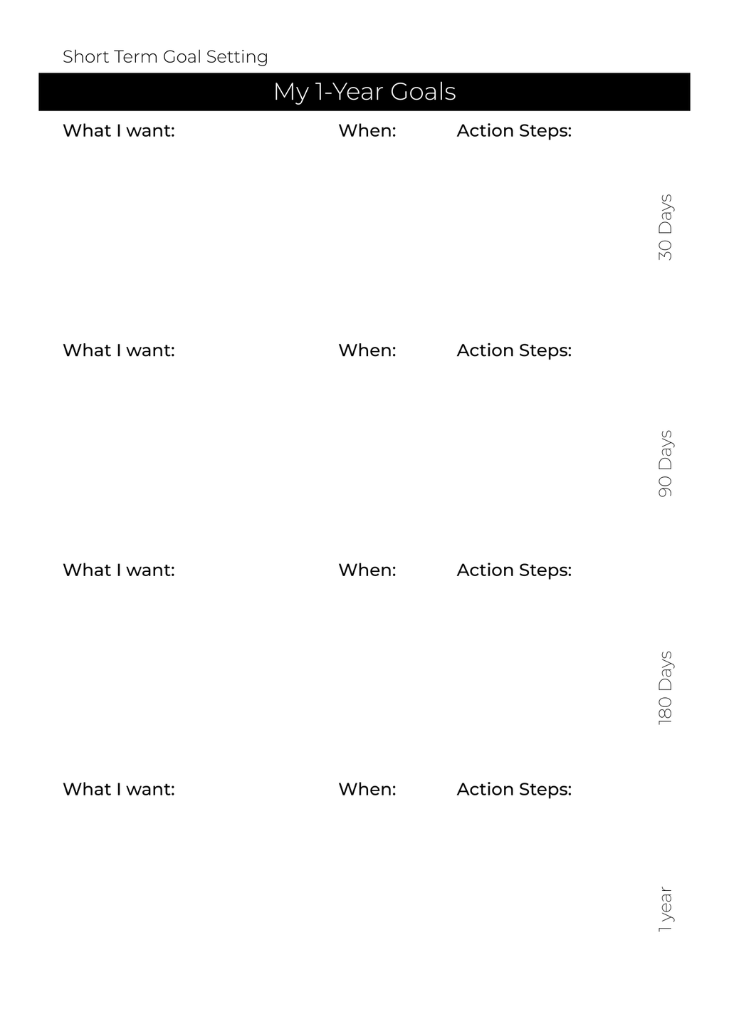 Short term/Long Term Goals