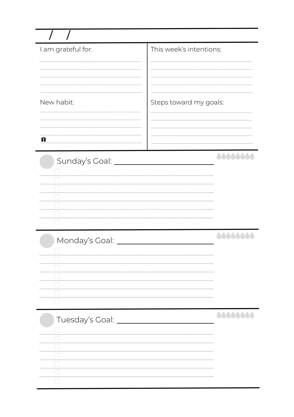 Undated Weekly Pages